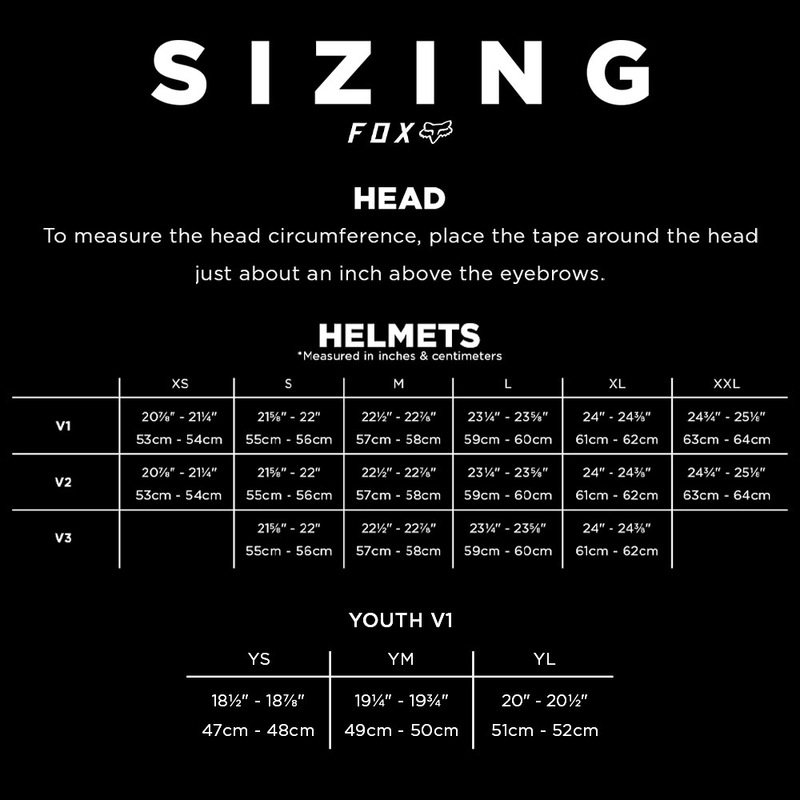 Fox rampage helmet online size chart